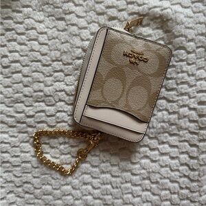 Coach Tan and Gold Mini Wristlet